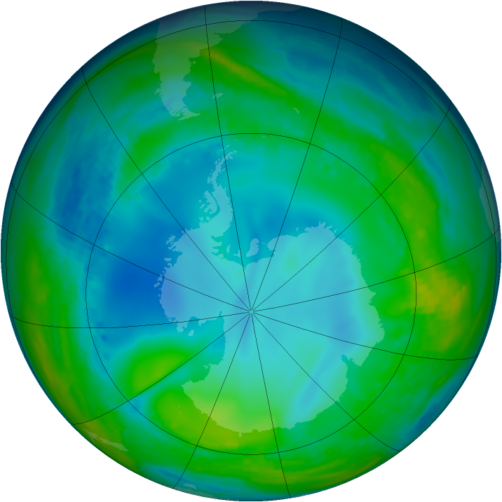 Antarctic ozone map for 29 May 1992